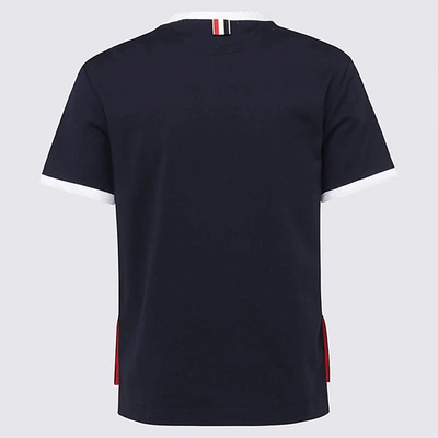 Shop Thom Browne Navy Cotton T-shirt In Blue