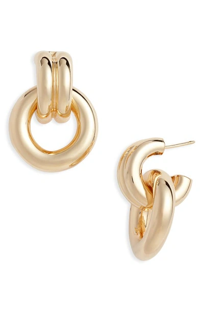 Shop Jennifer Zeuner Gina Hoop Drop Earrings In Yellow Gold