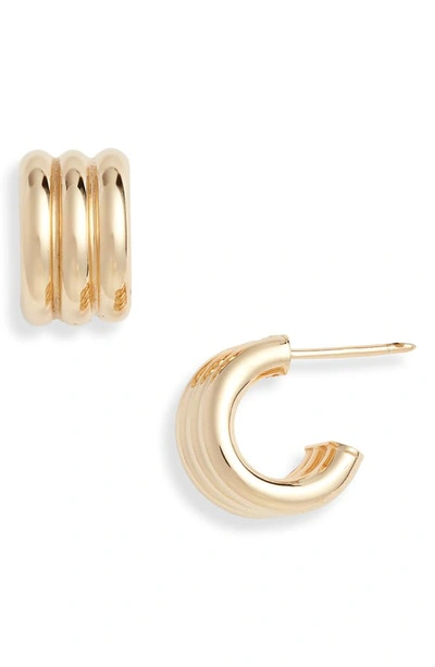 Shop Jennifer Zeuner Allegra Triple Hoop Earrings In Yellow Gold