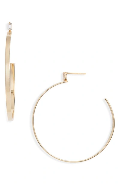 Shop Jennifer Zeuner Gemma White Sapphire Hoop Earrings In Yellow Gold