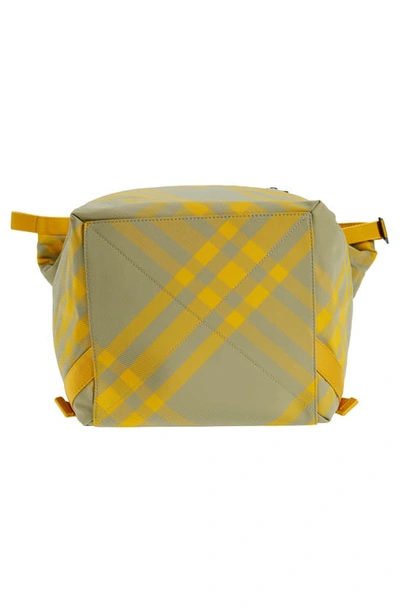 Shop Burberry Check Roll Top Canvas Backpack In Hunter