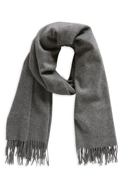 Shop Vince Milled Fringe Trim Merino Wool Wrap In Medium Heather Grey