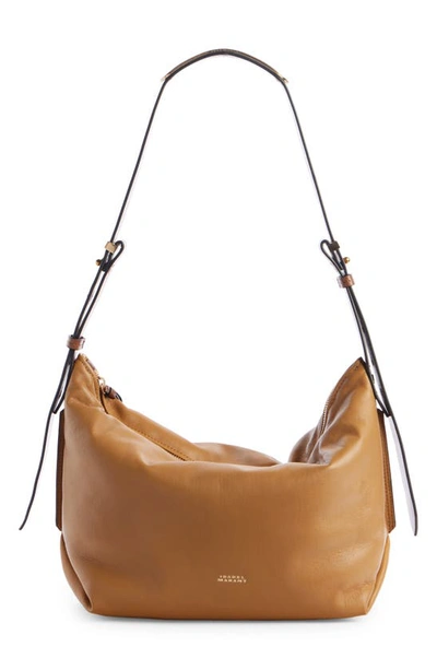 Shop Isabel Marant Leyden Leather Hobo Bag In Golden Beige