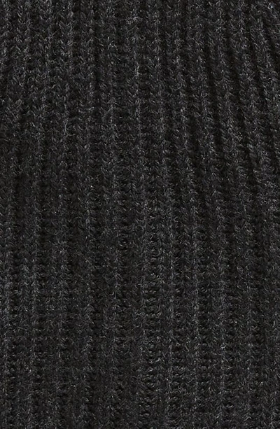 Shop Allsaints Merino Wool Ribbed Beanie In Cindeer Black Marl