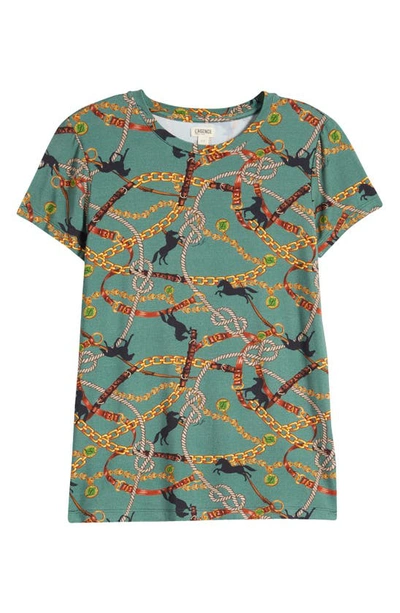 Shop L Agence Ressi Horse Chain Graphic T-shirt In Frosty Spruce Horse Chain