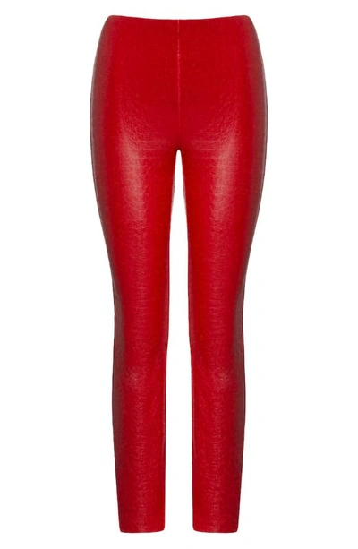Shop Naked Wardrobe Oh So Tight Crocodile Faux Leather Leggings In Red