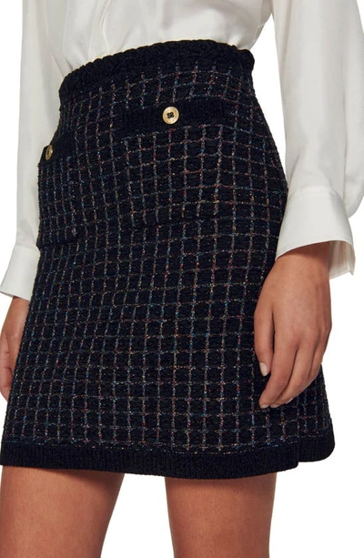 Shop Sandro Vella High Waist Tweed Skirt In Black