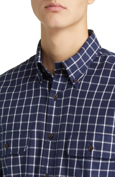 Shop Brooks Brothers Tattersall Cotton & Cashmere Button-down Shirt In Navy
