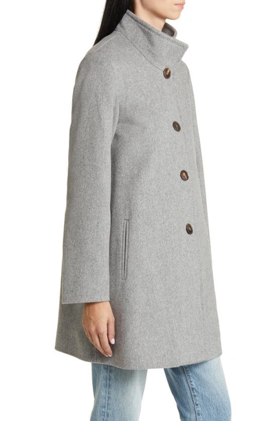 Shop Fleurette Dawn Stand Collar Wool Car Coat In Grey Heather