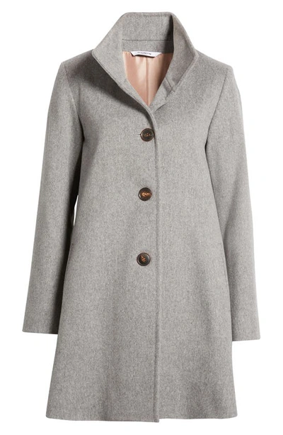 Shop Fleurette Dawn Stand Collar Wool Car Coat In Grey Heather