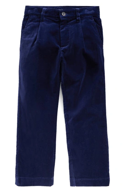 Shop Mini Boden Kids' Pleated Smart Velvet Trousers In Bluing