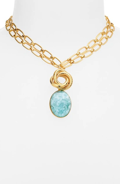 Shop D'estree Destree Elizabeth Medallion Pendant Necklace In Blue