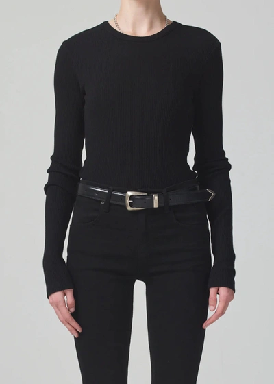 Citizen Of Humanity Citizens Of Humanity Bina Rib Crewneck Sweater In Black