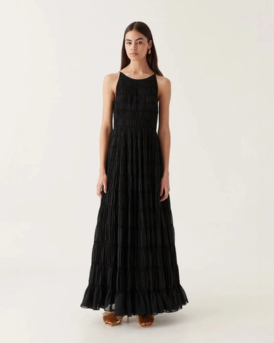Shop Aje Rosewood Ruched Gown In Black