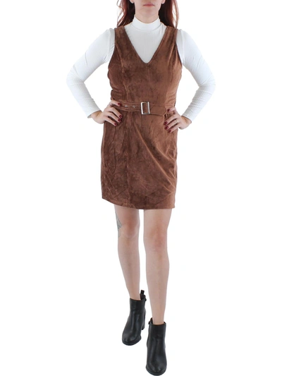 Shop Planet Gold Womens Velvet Layering Shift Dress In Brown