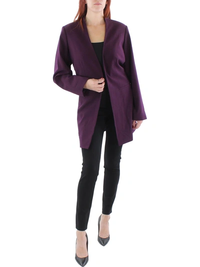 Shop Calvin Klein Plus Womens Collarless Midi Open-front Blazer In Purple