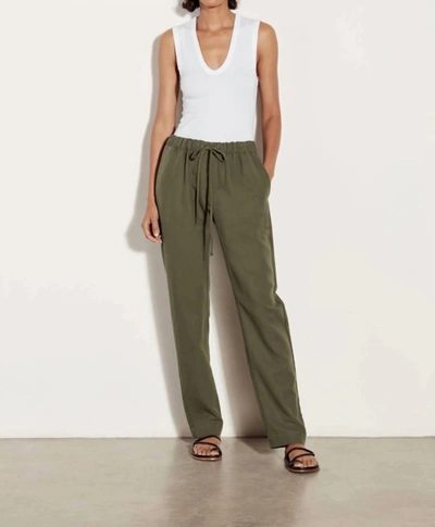 Shop Enza Costa Twill Easy Pant In Dark Olive In Green