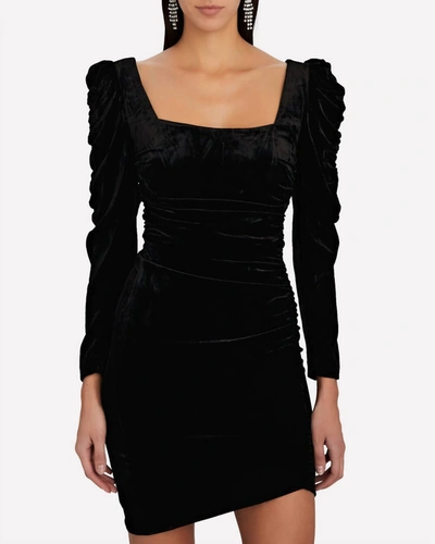 Shop Veronica Beard Toki Asymmetric Ruched Velvet Dress In Black