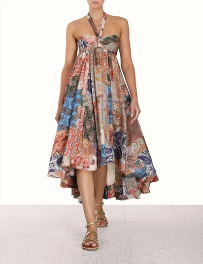 Shop Zimmermann Devi Halter Maxi Dress In Patch Paisley In Multi