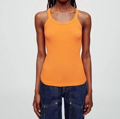 Re/done X Hanes Cropped Ribbed Tank Top In Orange