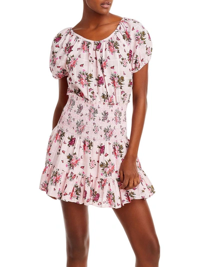 Shop Loveshackfancy Spritz Womens Mini Open Back Fit & Flare Dress In Multi