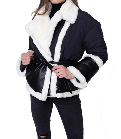 Shop Blue Revival Baby Its Cold Puffer In Black/white In Multi