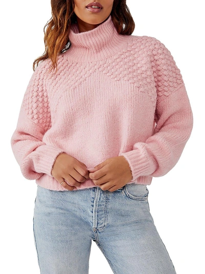 Shop Free People Bradley Womens Knit Pullover Turtleneck Sweater In Pink