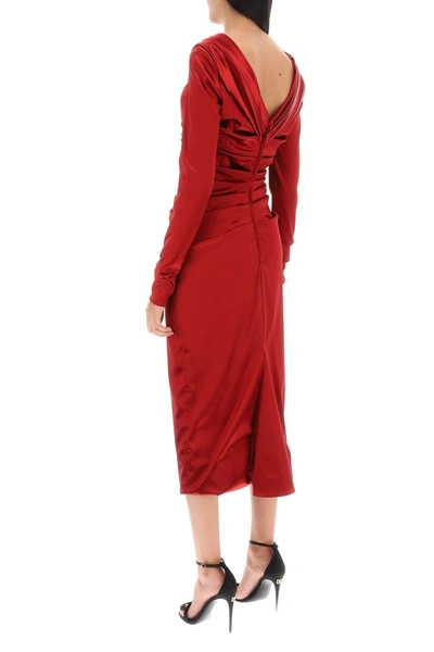Shop Dolce & Gabbana Draped Dress In Satin