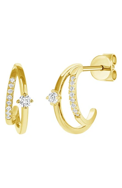 Shop Ron Hami 14k Gold Diamond Huggie Earrings In Yellow Gold/ Diamond
