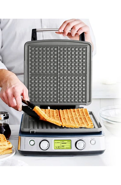 Shop Greenpan Elite Ceramic Nonstick 4-square Waffle Maker In Oxford Blue