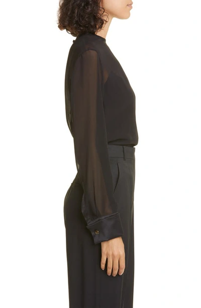 Shop Max Mara Strano Sheer Blouse & Camisole In Black