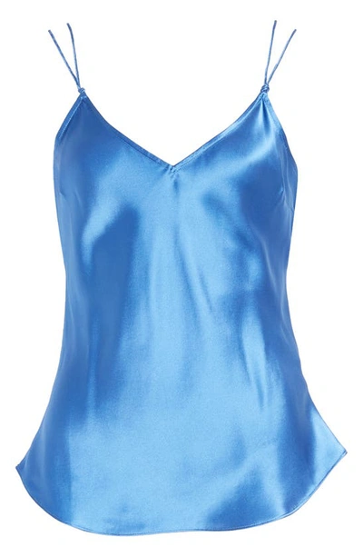 Shop Frame V-neck Silk Camisole In Slate Blue