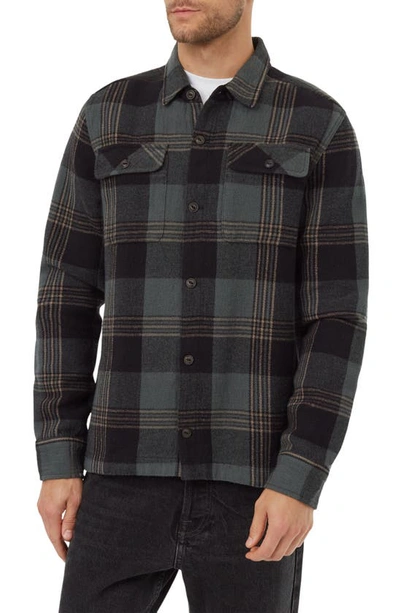 Shop Tentree Heavyweight Flannel Shirt Jacket In Black