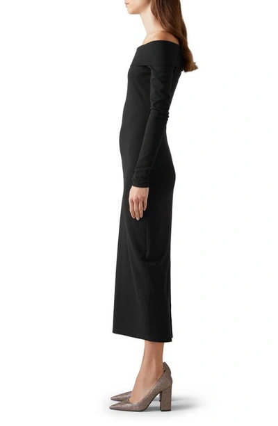 Shop Lk Bennett Oda Off The Shoulder Long Sleeve Dress In Black