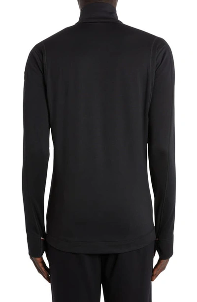 Moncler High Collar Knit Sweatshirt Contrast Trim In Black