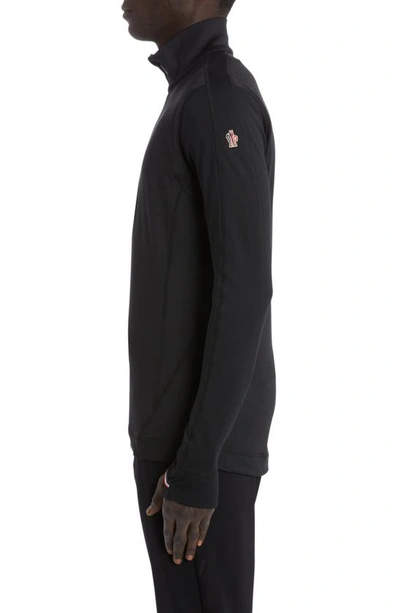 Moncler High Collar Knit Sweatshirt Contrast Trim In Black