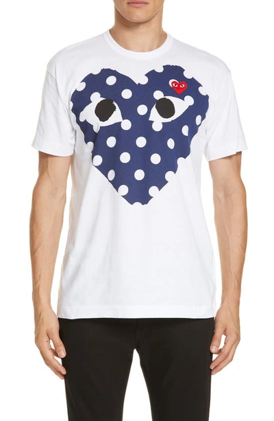 Shop Comme Des Garçons Play P5729186olka Dot Heart Graphic T-shirt In White
