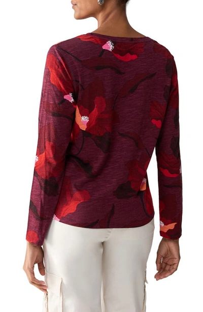 Sanctuary Print Split Neck Knit Top In Red Enchanted