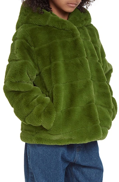 Shop Apparis Kids' Goldie Faux Fur Coat In Moss Green