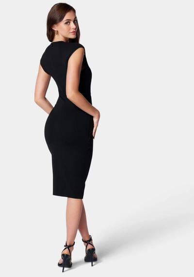 Bebe Applique Pencil Dress In Nude,black