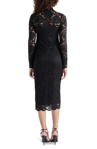 Shop Steve Madden Vivienne Rose Long Sleeve Lace Dress In Black