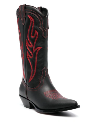 Sonora Embroidered Suede Western Boots In Black