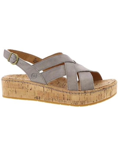 Shop Born Shona Womens Leather Buckle Platform Sandals In Grey