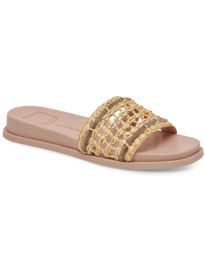 Shop Dolce Vita Gwenn Womens Raffia Slip On Slide Sandals In Multi