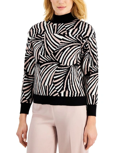 Shop Anne Klein Womens Pattern Knit Mock Turtleneck Sweater In Pink
