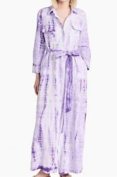 Shop L Agence Cameron Long Tie Dye Shirt Dress In Orchid In Pink