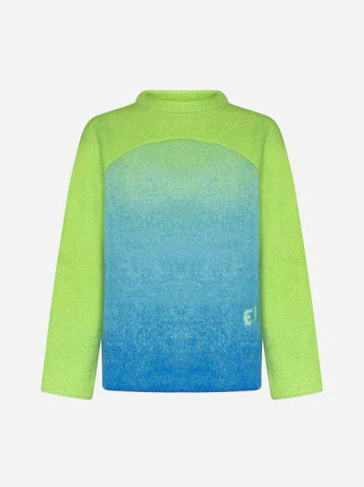 Shop Erl Gradient Rainbow Mohair-blend Sweater In Green
