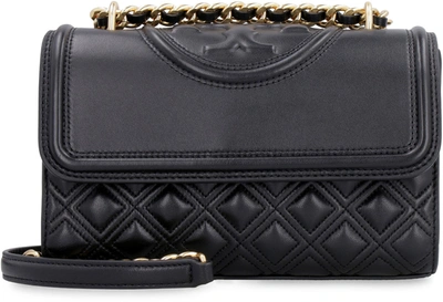 Shop Tory Burch Fleming Quilted Leather Shoulder Bag In Black
