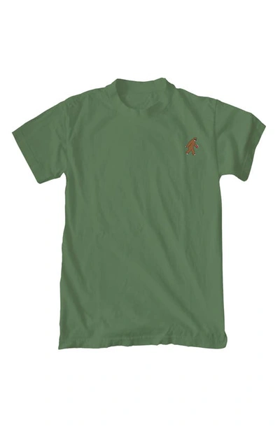 Shop Riot Society Bigfoot Embroidery Cotton T-shirt In Military Green