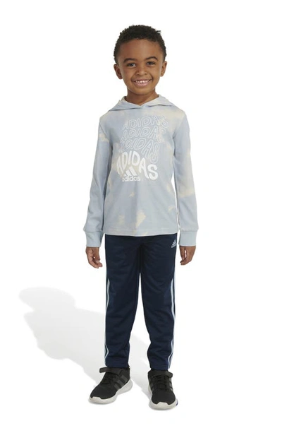 Adidas Originals Kids' Logo Hooded T-shirt & Track Pants Set In Wonder Blue